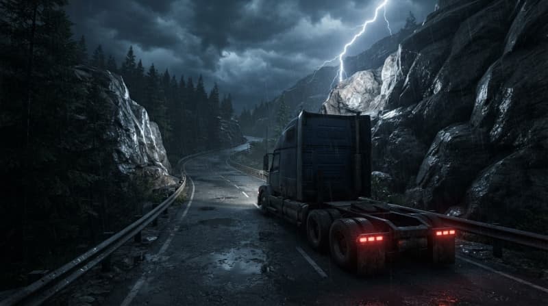 Navigate stormy mountain roads