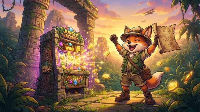Collect coins with the explorer mascot