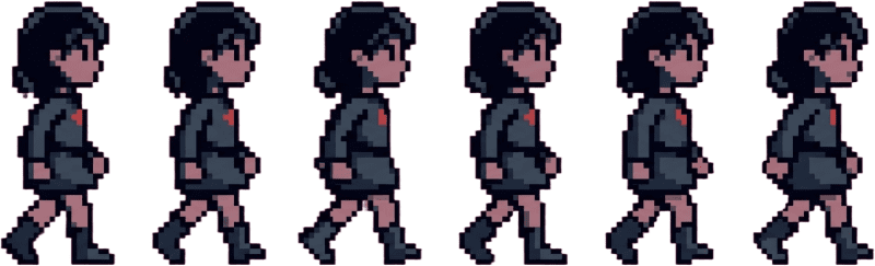 Heroine Walk Cycle Sheet (1 / 2)