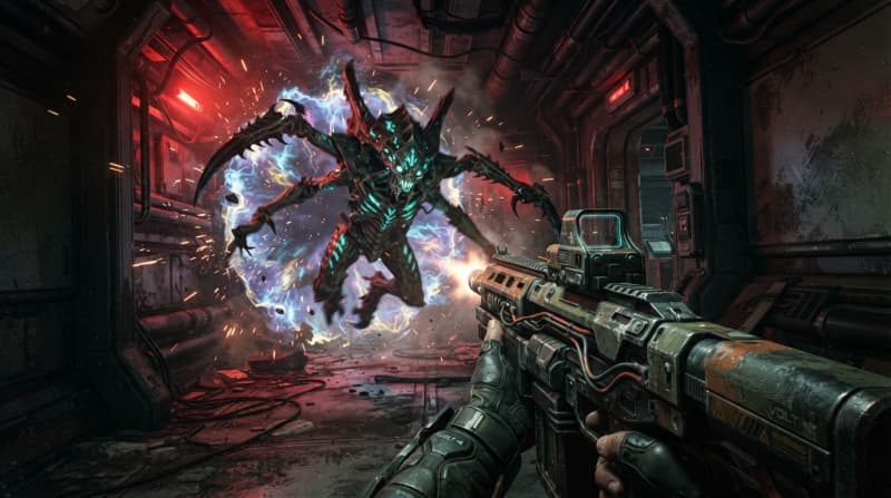 Fight alien monsters at portal edges