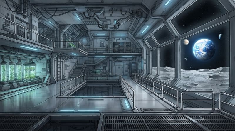 Image: Environment concept art for a 2D side-scrolling ac