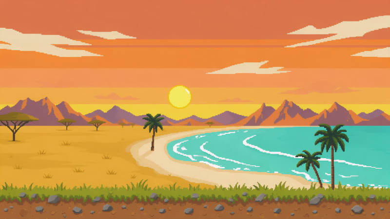 Savanna to Ocean Pixel Background