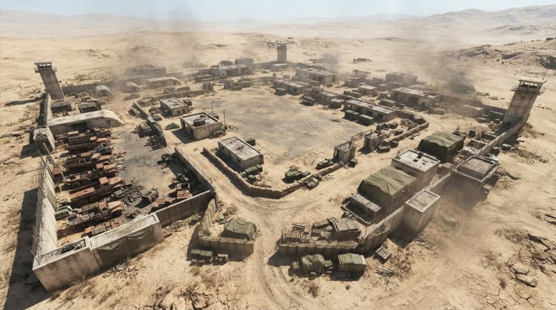 Abandoned desert military base
