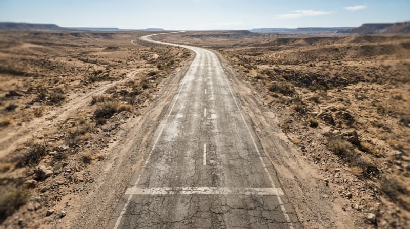 Sun-baked desert highway