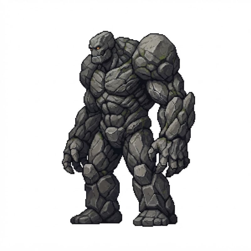 Giant stone golem - left side profile reference