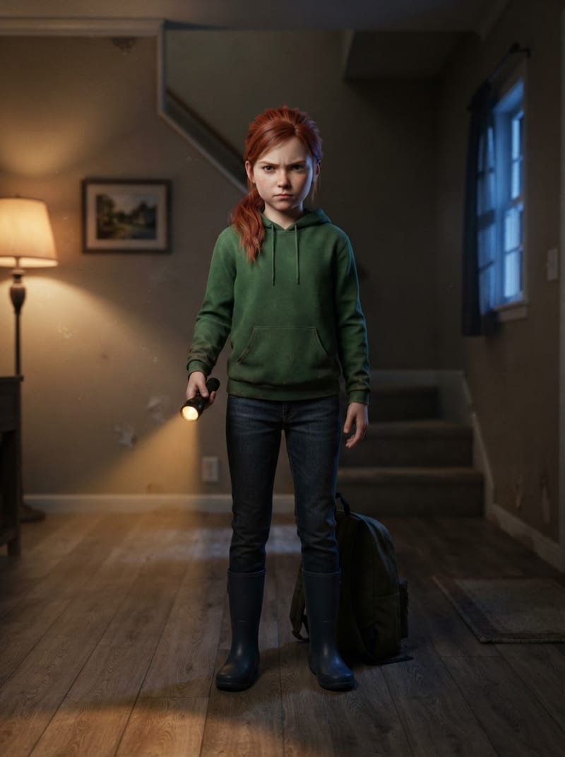 A bold girl with a flashlight