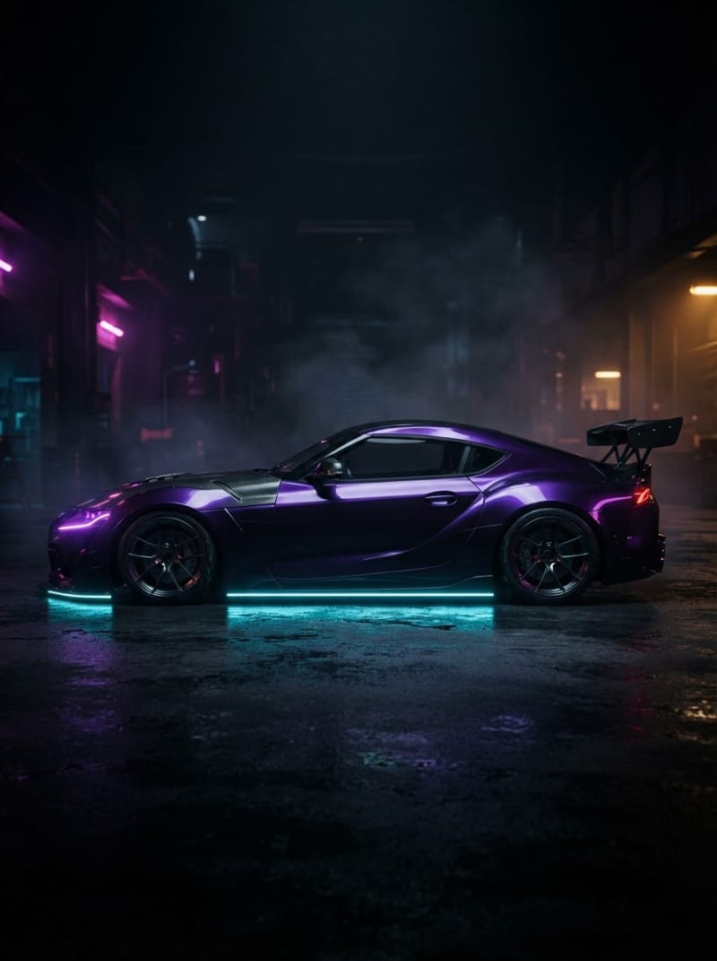 Sleek neon street racer