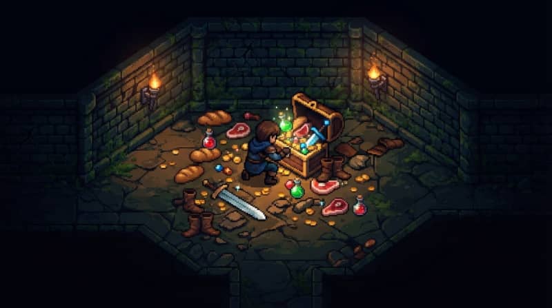 Scavenge food and gear from rooms