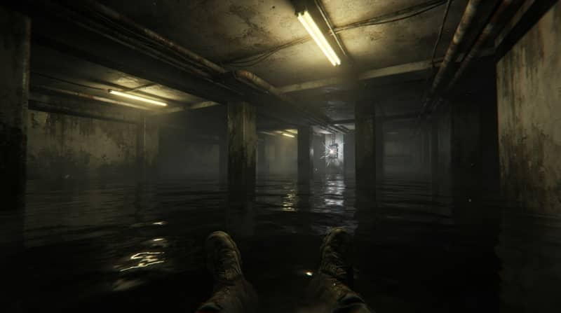 The flooded basement pools