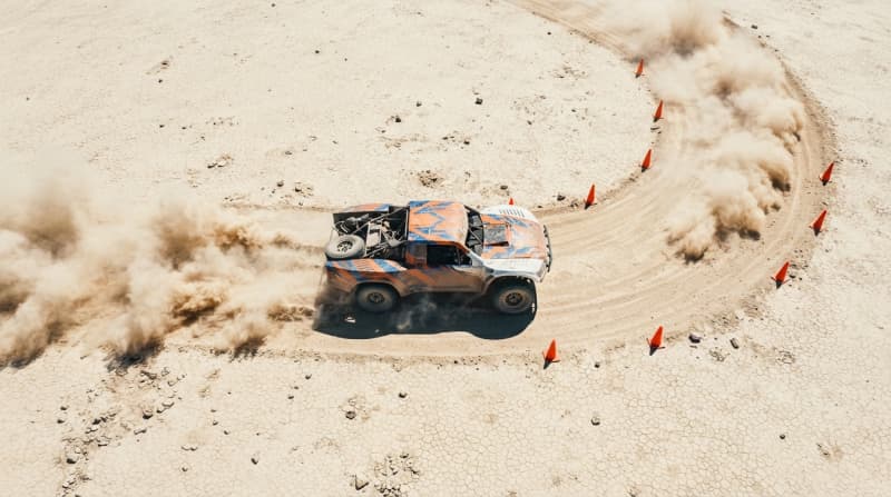 Blast across open desert flats