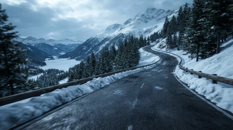 Alpine snow mountain pass