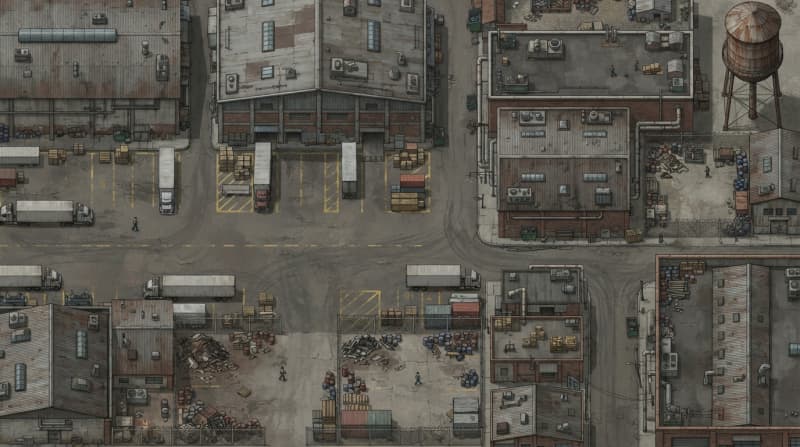 Industrial district and warehouses