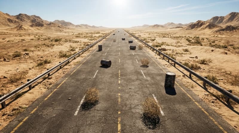 Sunbaked desert highway