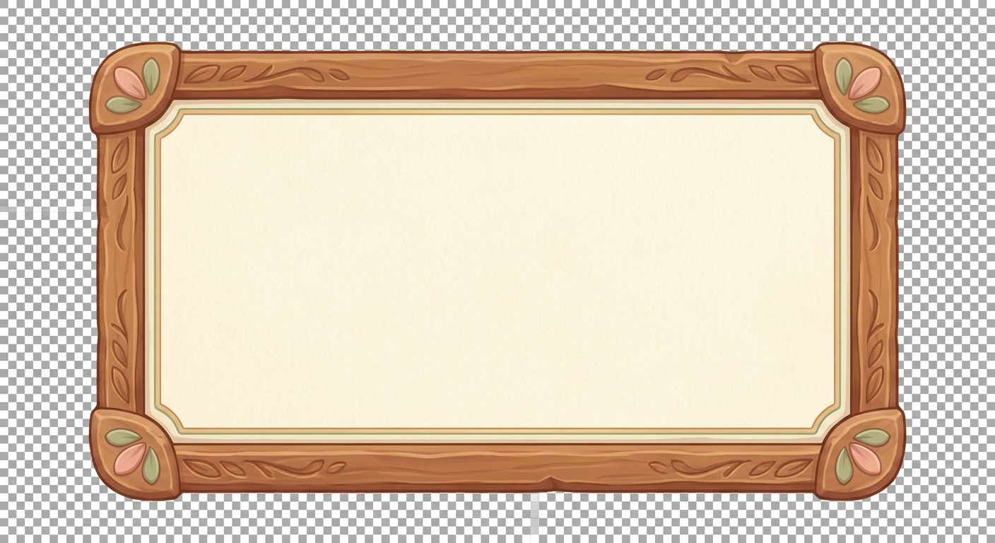 Image: Single reusable 2D UI panel frame for Valley Bloom