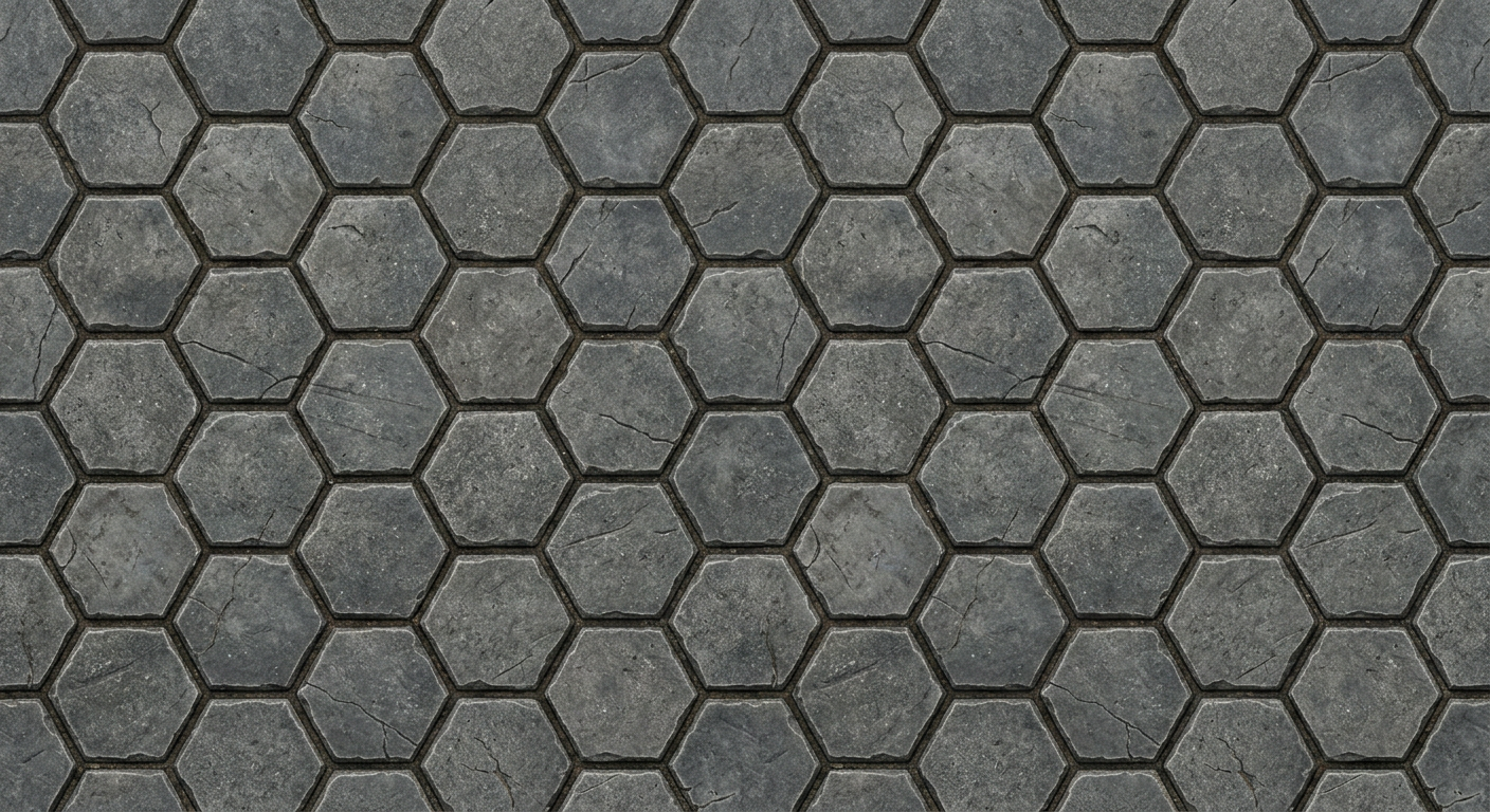 Image: A top-down stylized stone hex tile texture, high q