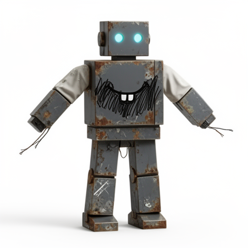 Cyan-Eyed Buck-Tooth Robot