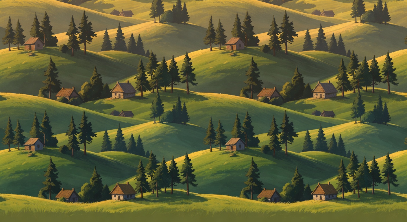 Parallax Mid Background - Hills and Trees