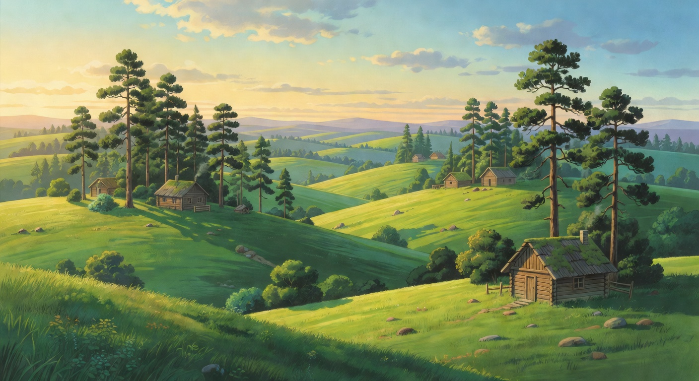 Birth Scene Hills Trees