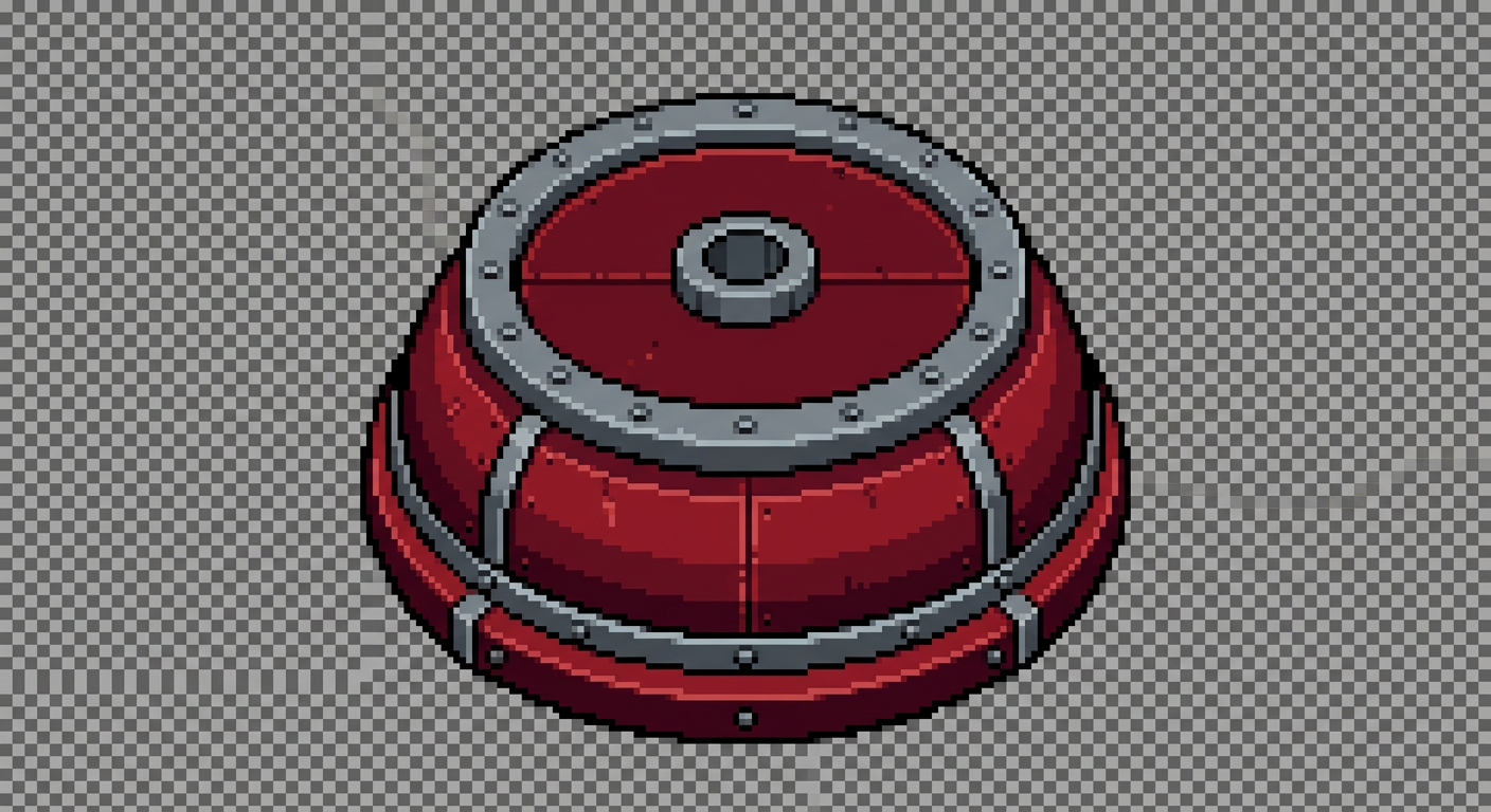 Image: pixel art top-down tower defense game sprite, cann