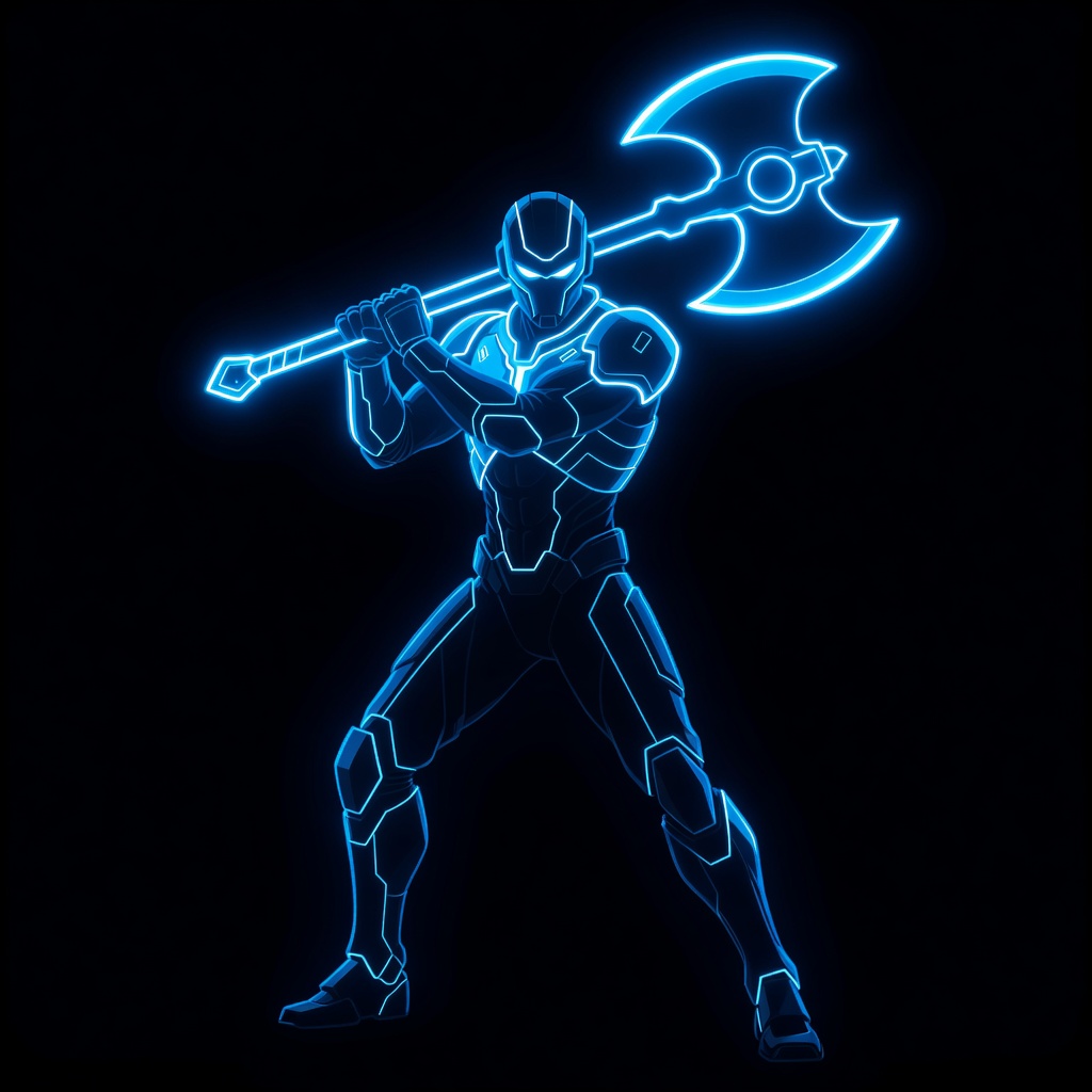Neon Axe Warrior Concept