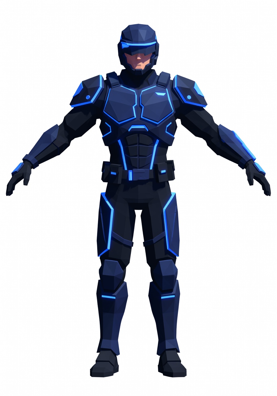 Low Poly Cyberpunk Police Officer (2 / 4)