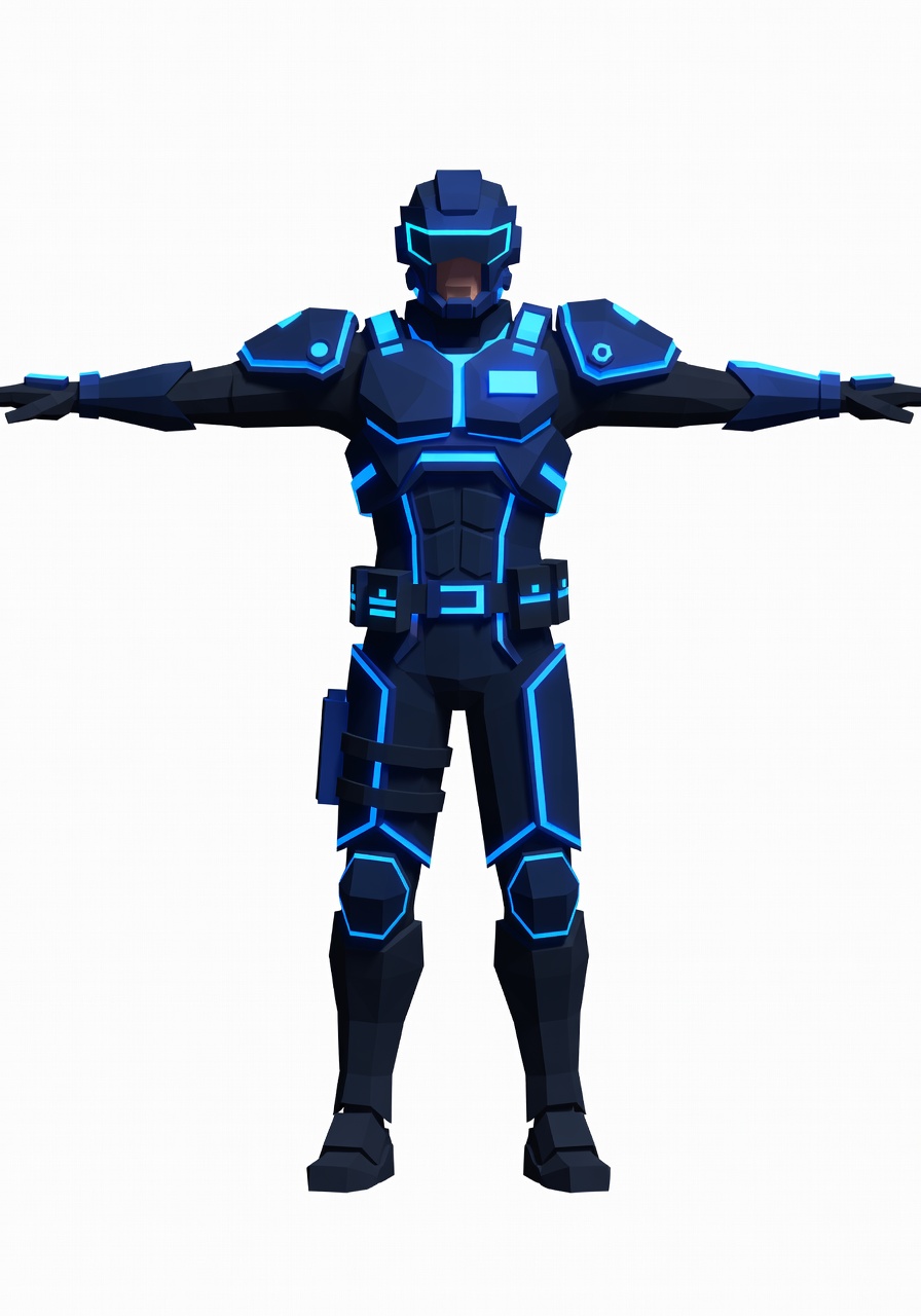 Low Poly Cyberpunk Police Officer (3 / 4)