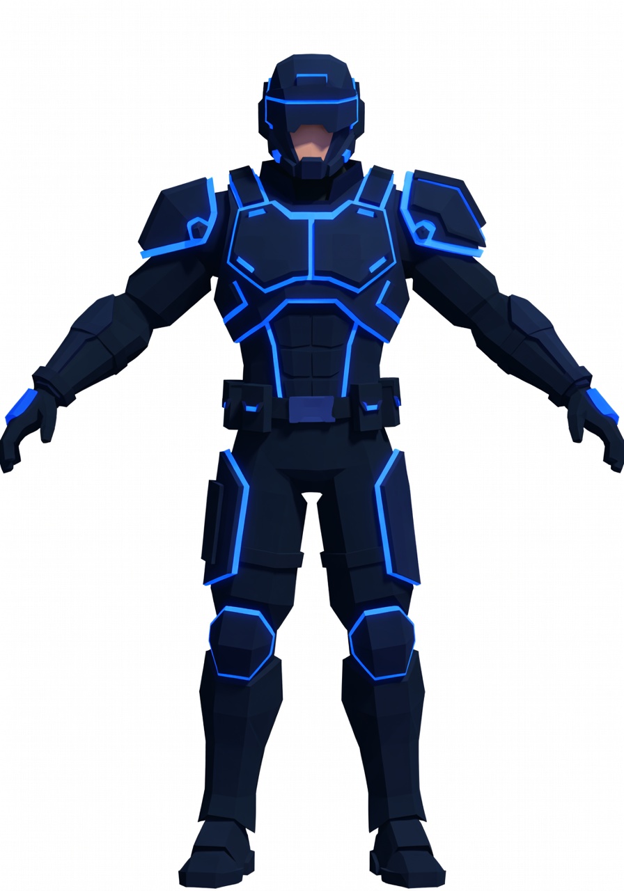Low Poly Cyberpunk Police Officer (4 / 4)