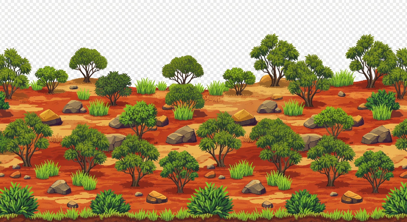 Parallax Near - Bushes Rocks