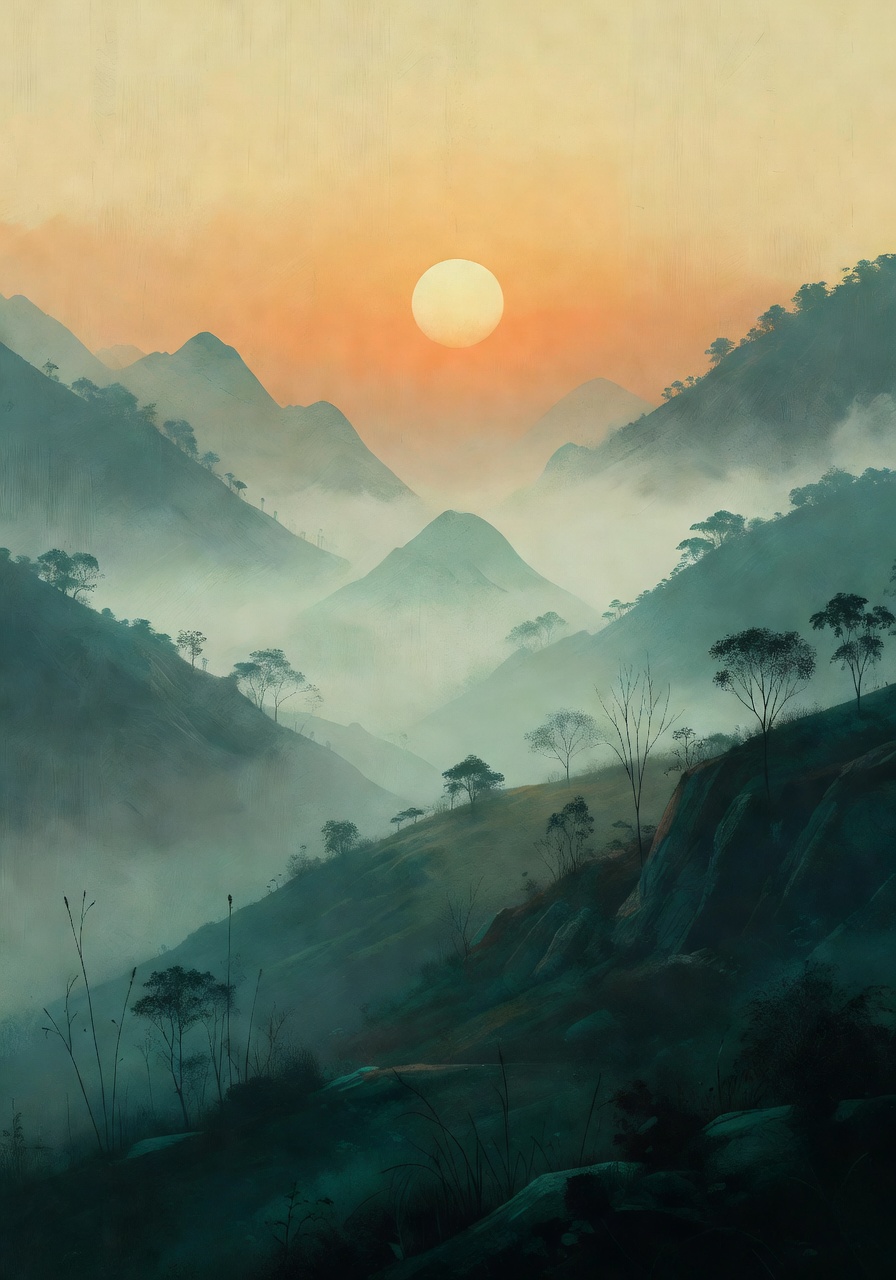 Misty Mountain Landscape Background