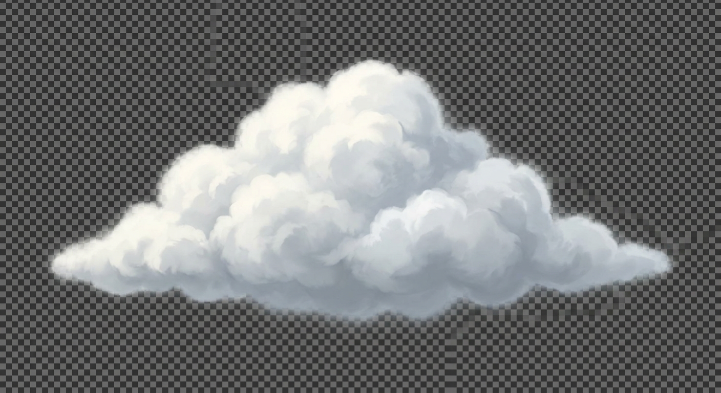 Image: Fluffy white cumulus cloud, side view, soft volume