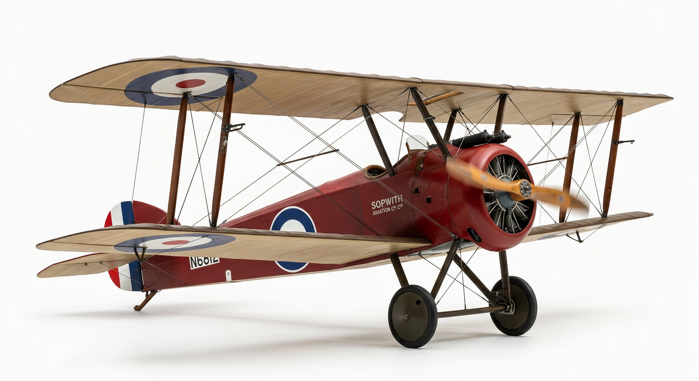 Image: WWI Sopwith Camel biplane, perfect side profile vi