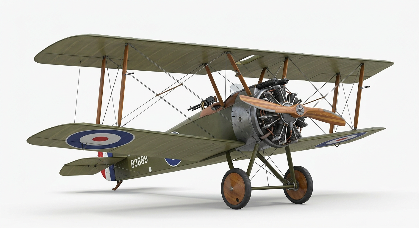 Image: WWI Sopwith Camel biplane, 3/4 front angle view, o