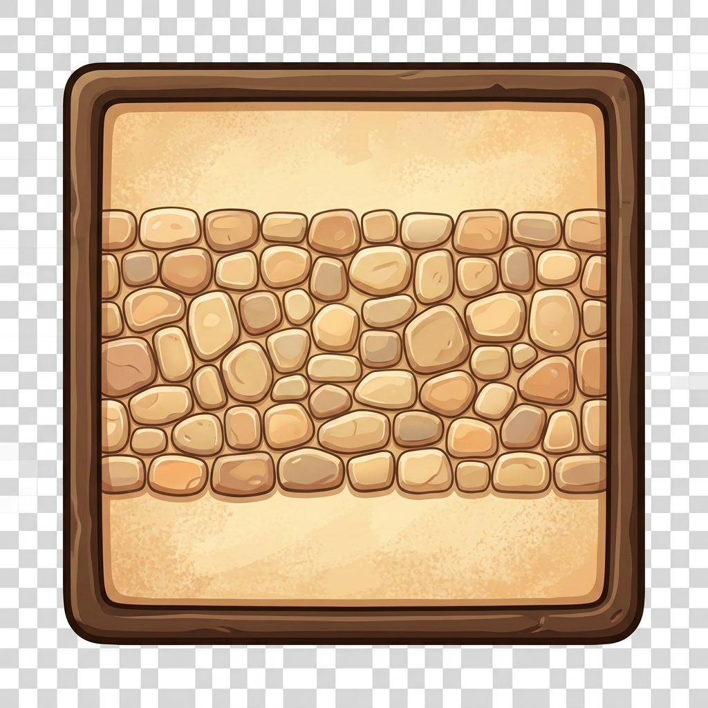 Image: top-down game tile, horizontal stone cobblestone p