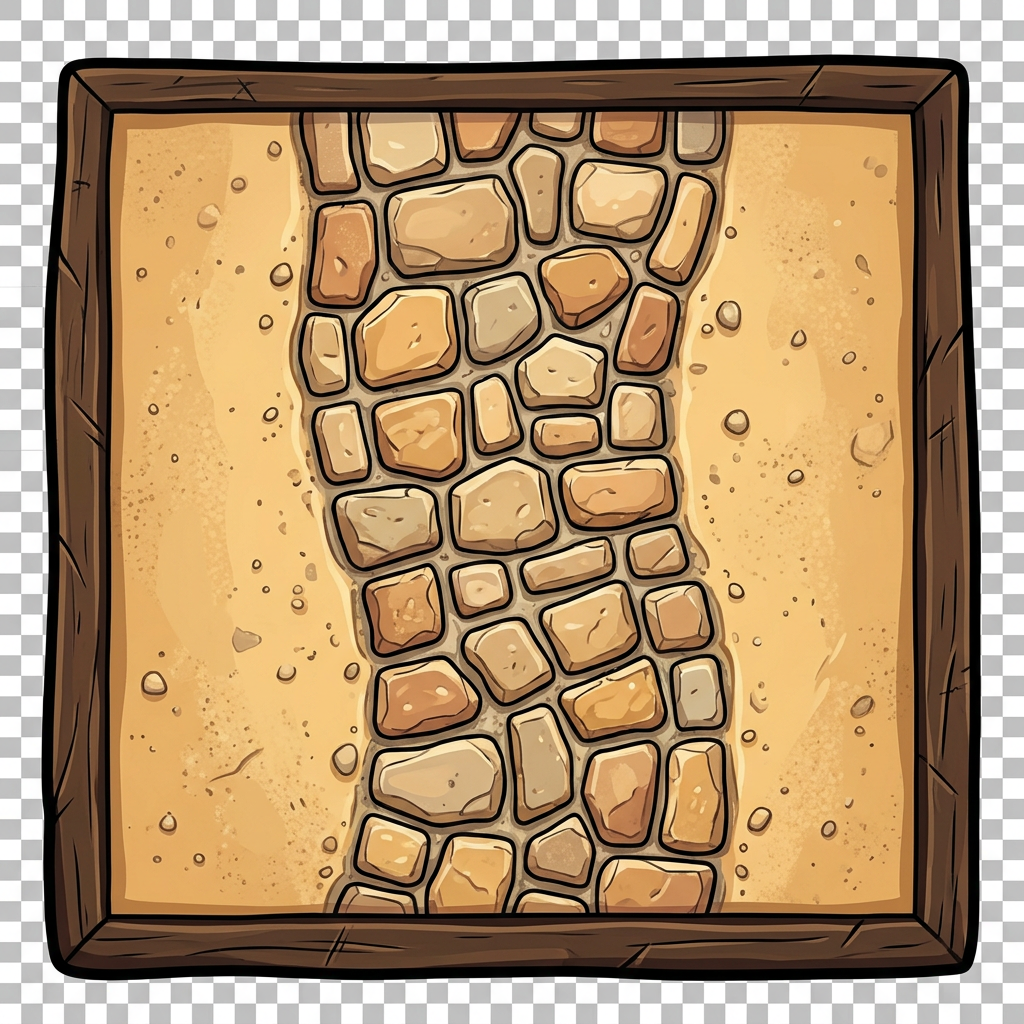 Image: top-down game tile, vertical stone cobblestone pat