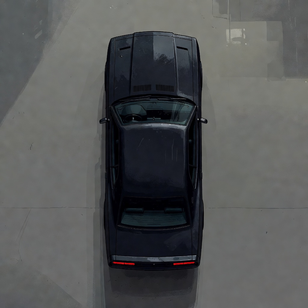 Top-down dark sedan car (4 / 4)