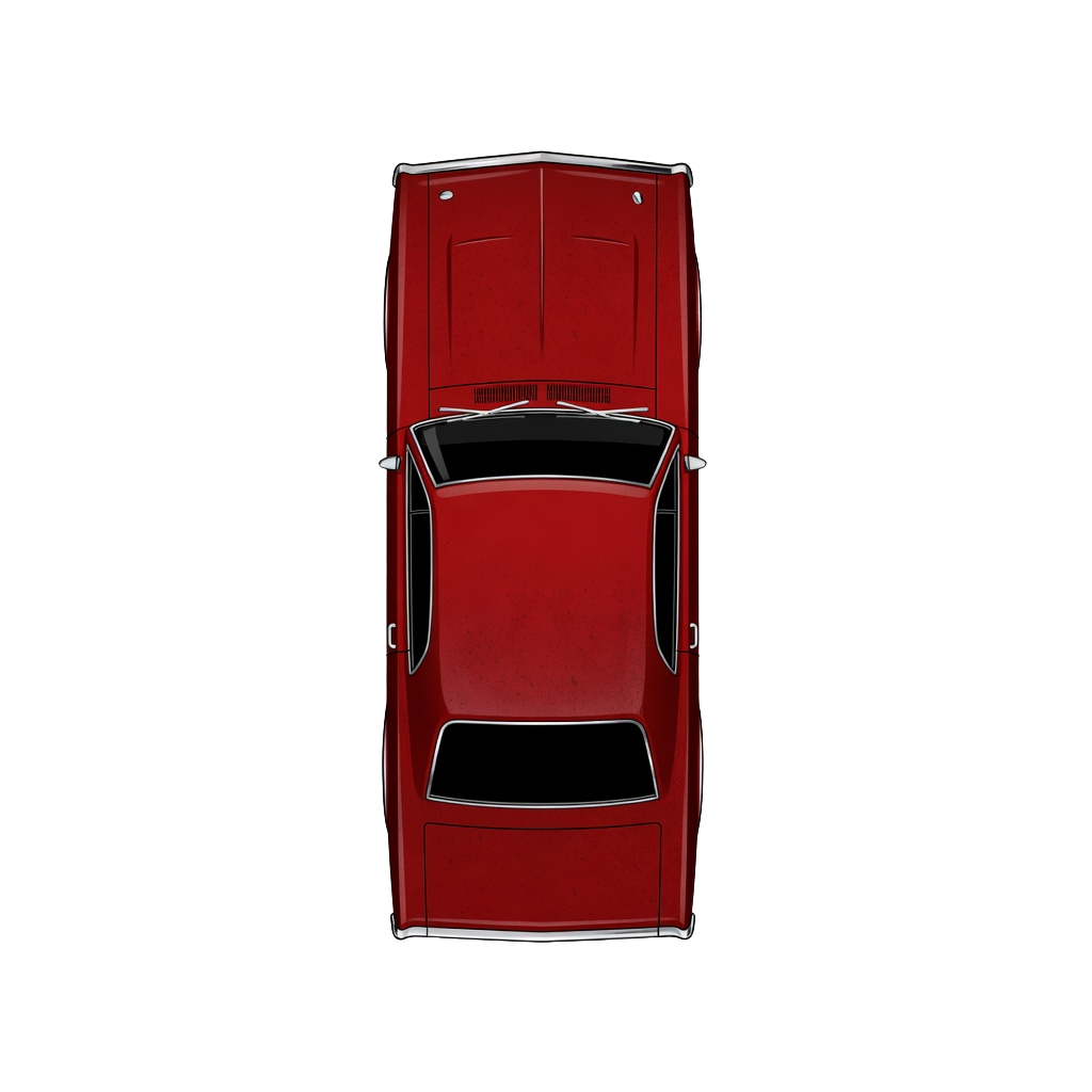 top-down muscle car red
