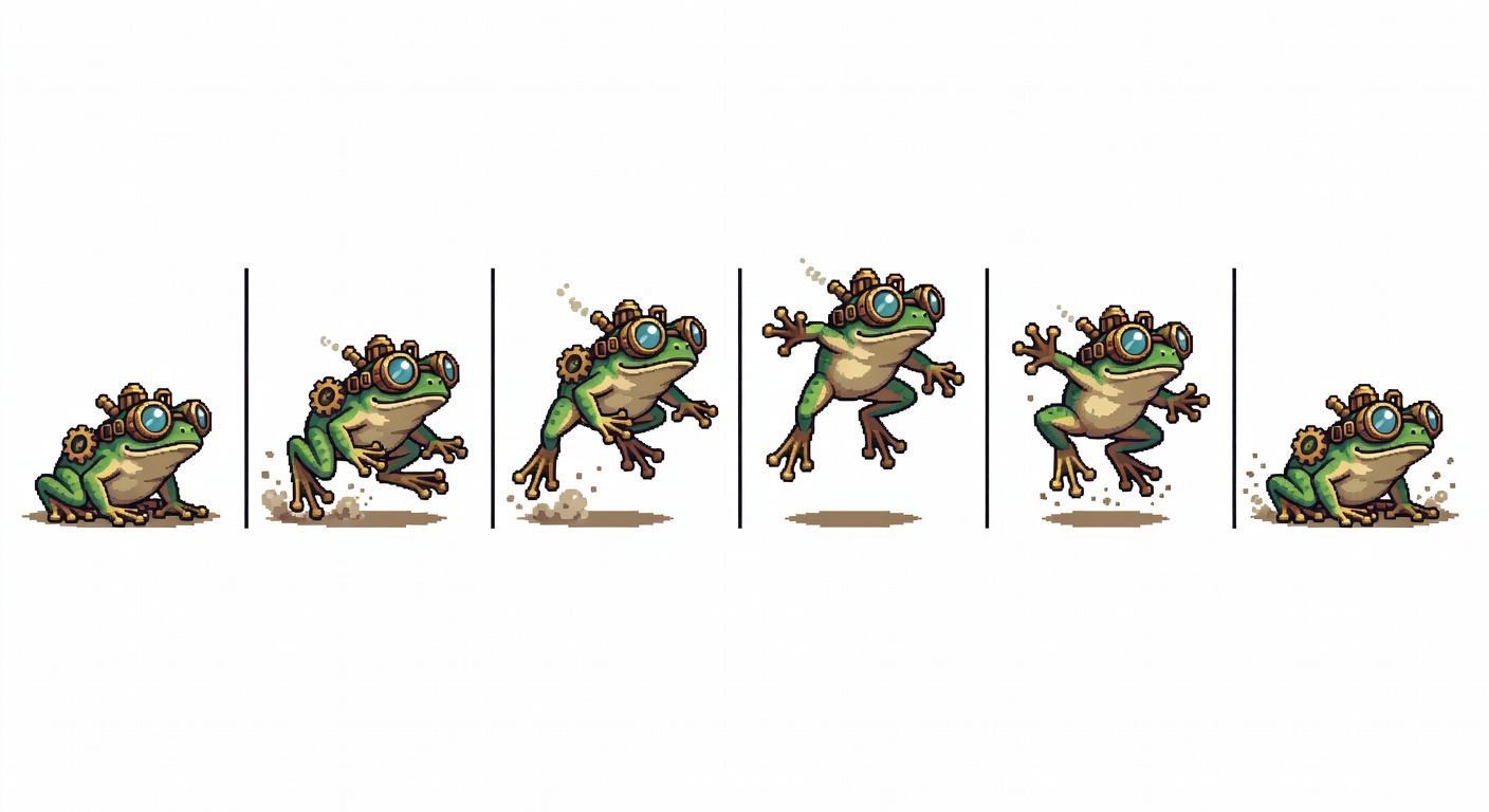 Frog Jump Spritesheet 6 Frames