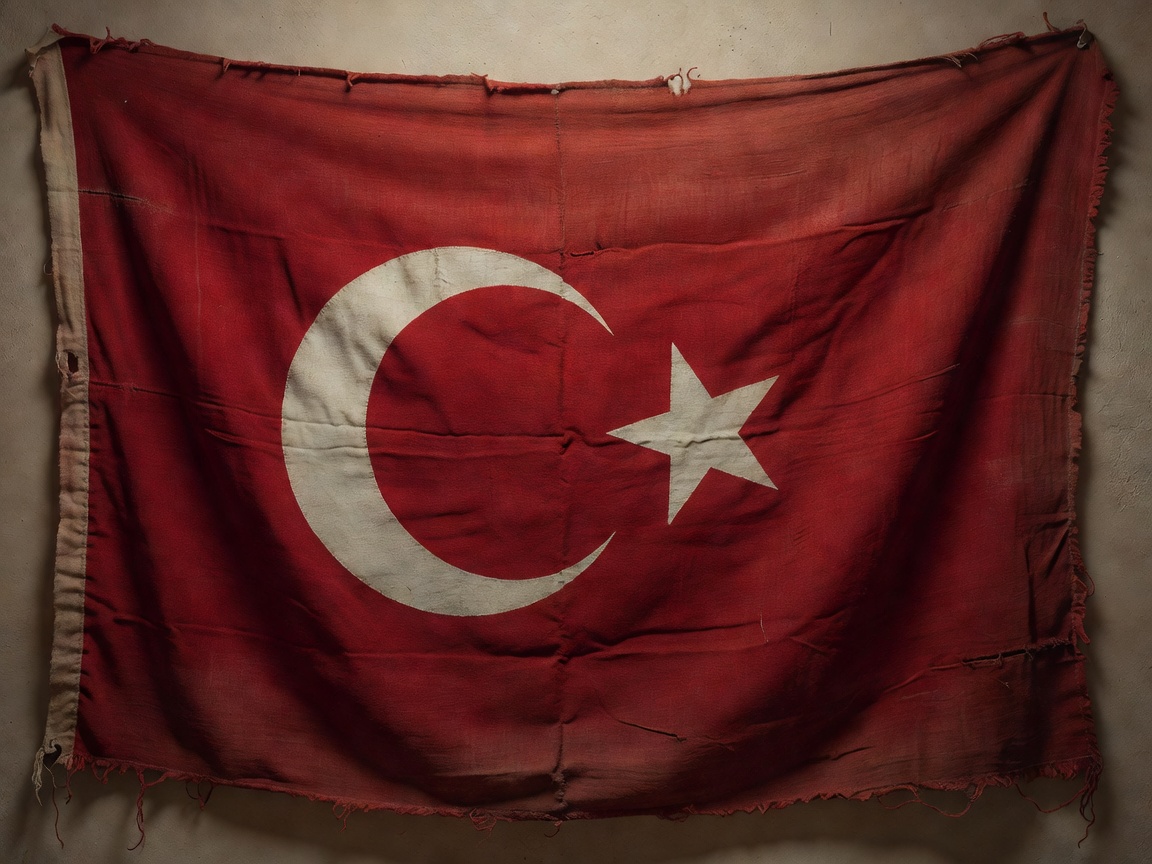 Aged Turkish Flag Fabric
