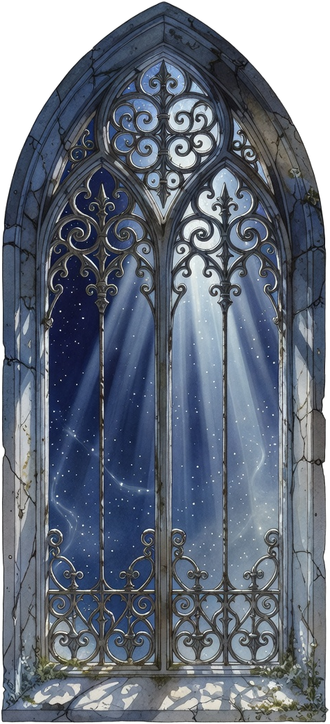 Moonlit Gothic Window