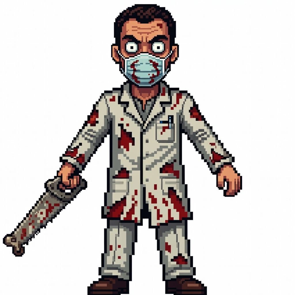 Doctor v3 - Masked doctor with bone saw pixel art