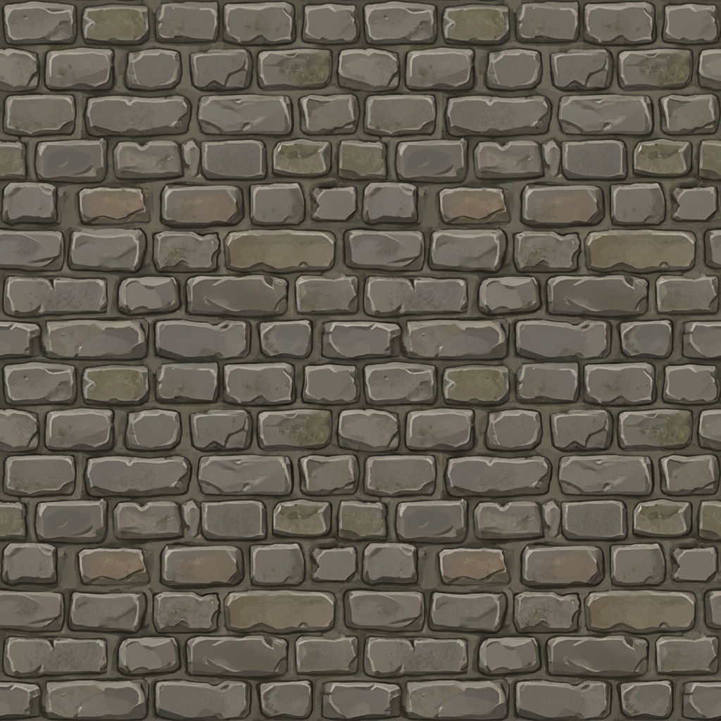 Image: 2D top-down video game ground tile: a stone brick 
