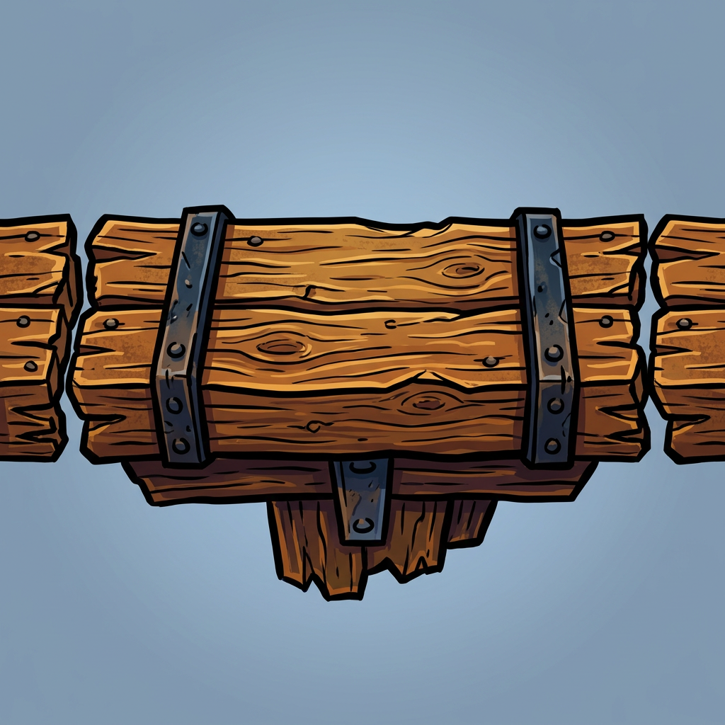 Image: 2D platform game floating platform tile, wooden pl