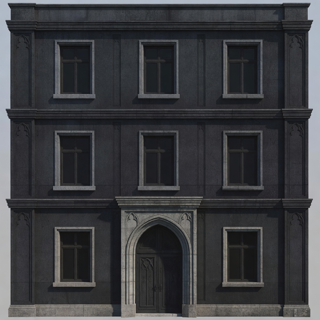 Realistic Building Facade with Door (1 / 2)