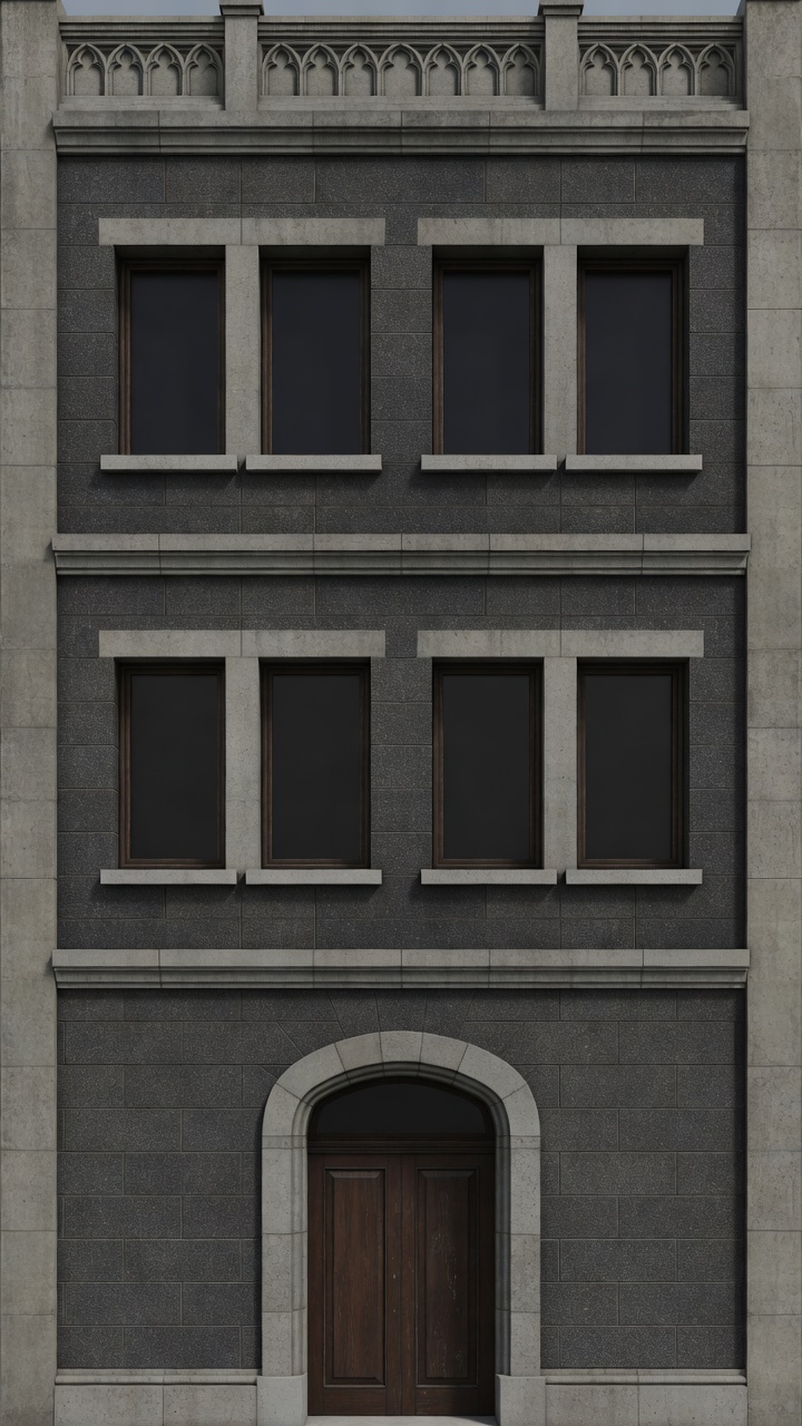 Vertical Building Facade with Door (1 / 2)
