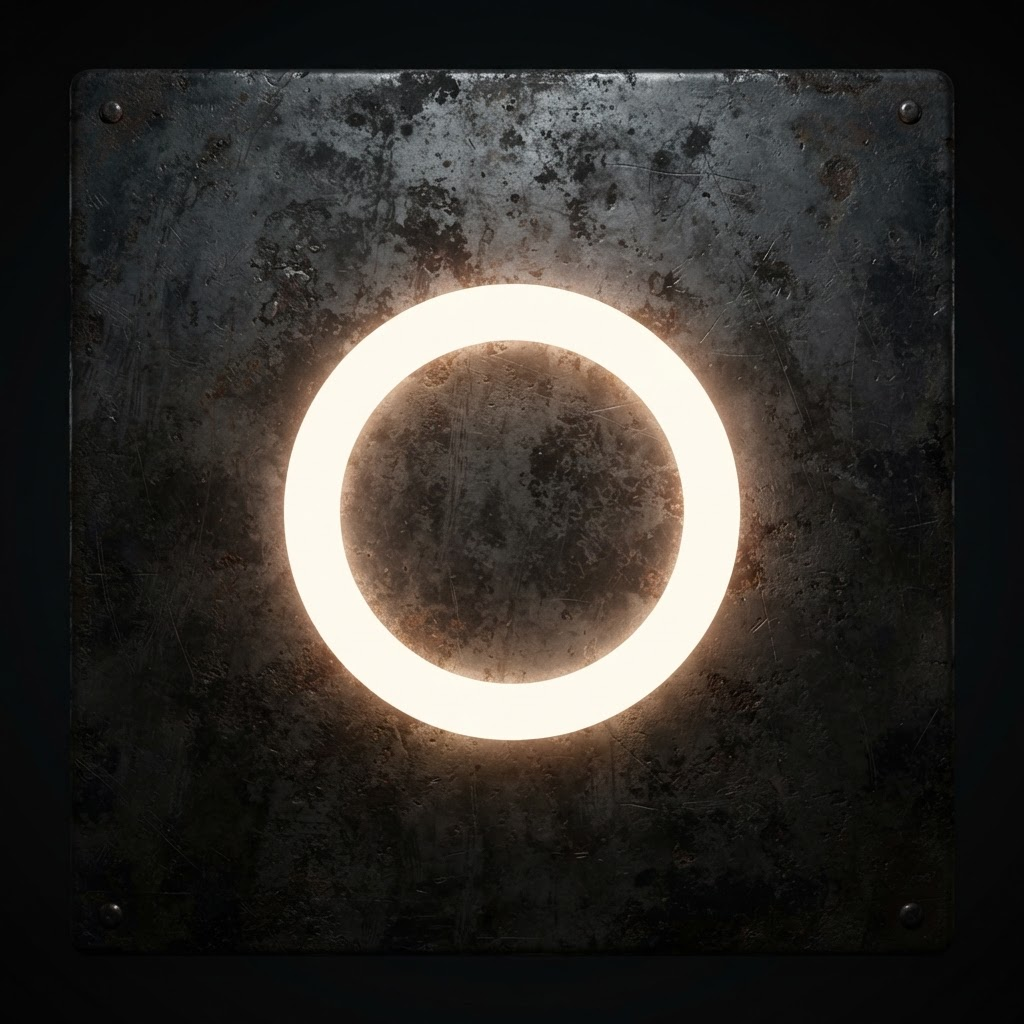 Image: A dark grimy worn industrial metal plate filling t
