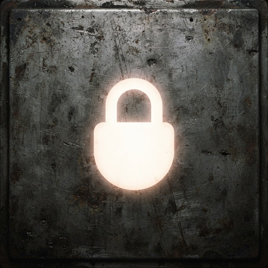 Image: A dark grimy worn industrial metal plate filling t