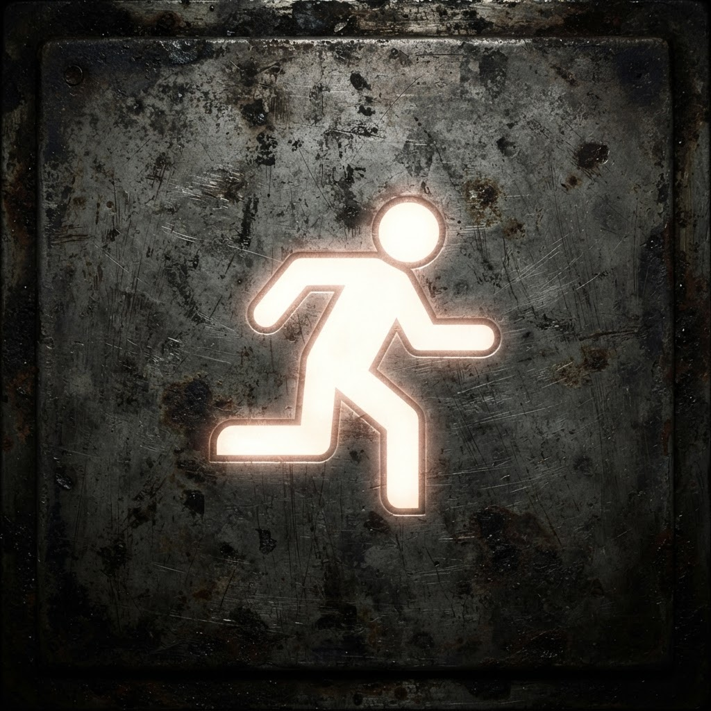 Image: A dark grimy worn industrial metal plate filling t