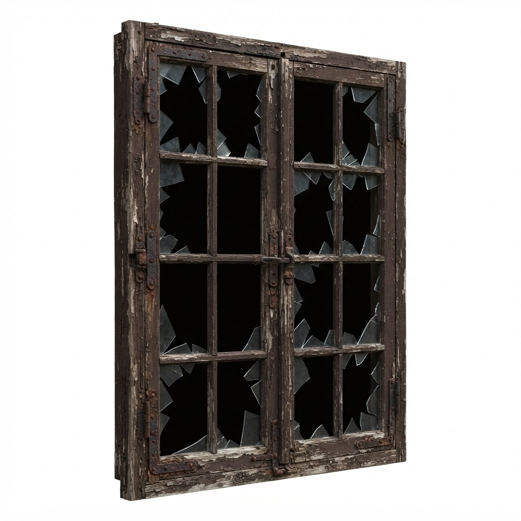 Broken Wooden School Window (4 / 4)