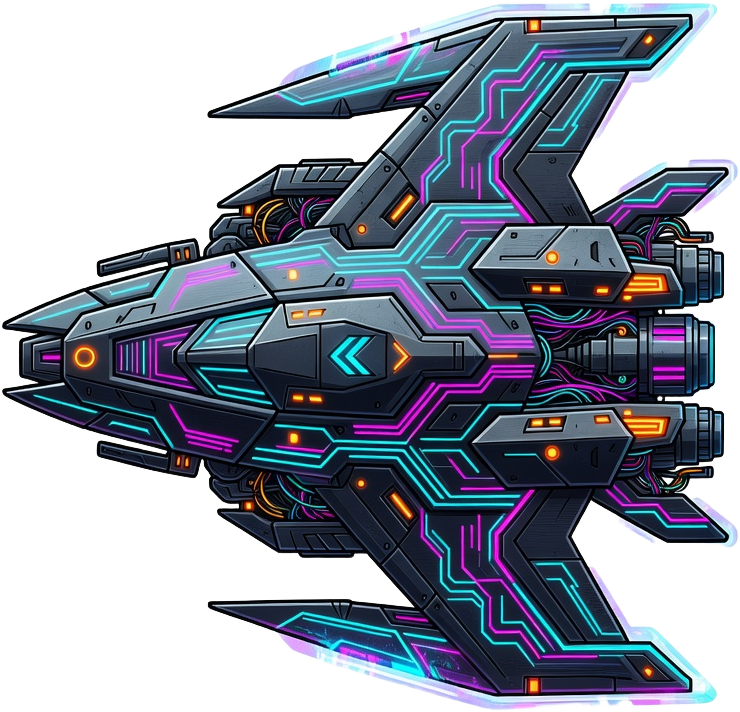 Cyberpunk Spaceship - Top Down (1 / 2)