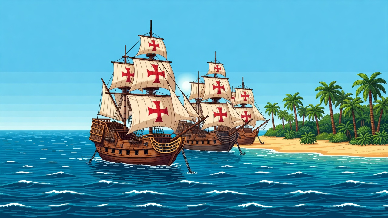 Spanish Galleon Ships at Sea